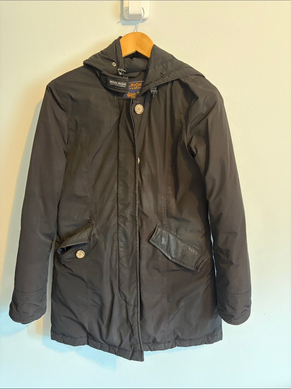 Woolrich Black Hooded Winter Coat